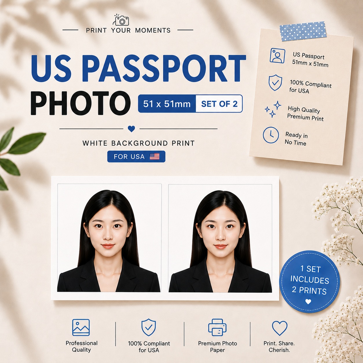 51x51mm (2x2in) for US, India, and Afghanistan (Set of 2) photo prints